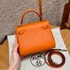 Hermes Kelly Doll CK93 Orange Full Handmade Swift Leather Silver Hardware