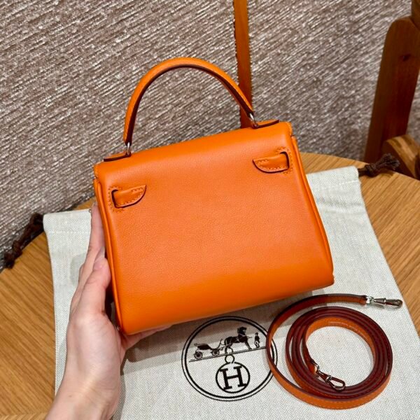 Hermes Kelly Doll CK93 Orange Full Handmade Swift Leather Silver Hardware