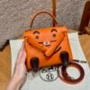 Hermes Kelly Doll CK93 Orange Full Handmade Swift Leather Silver Hardware