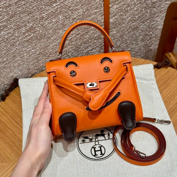 Hermes Kelly Doll CK93 Orange Full Handmade Swift Leather Silver Hardware