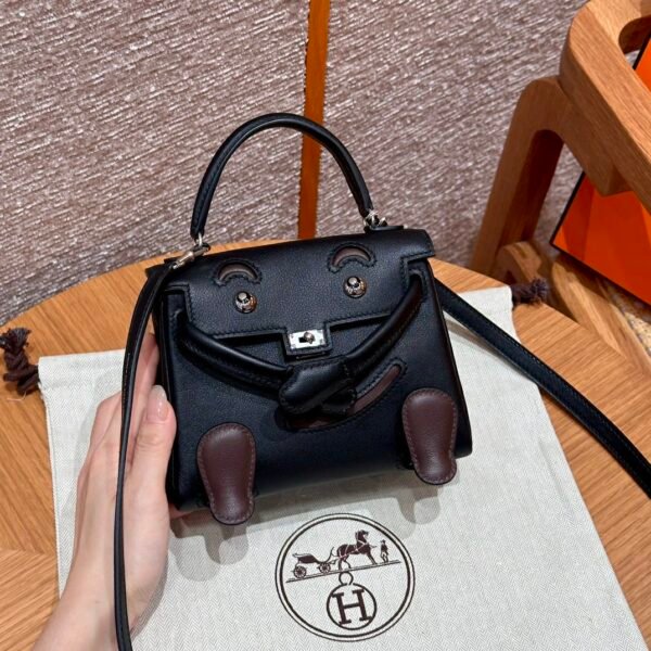DDMode Hermes Kelly Doll Swift Leather CK89 Noir Silver Hardware Full Handmade