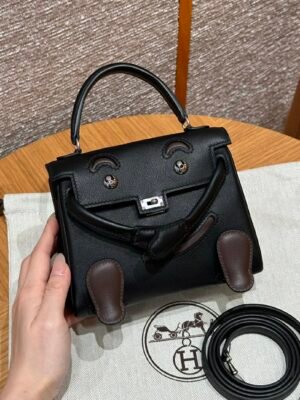 DDMode Hermes Kelly Doll Swift Leather CK89 Noir Silver Hardware Full Handmade