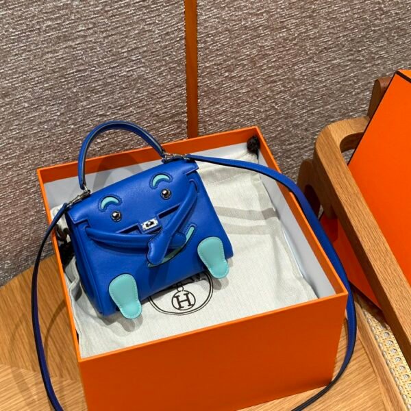 DDMode Hermes Kelly Doll 7T Blue electric Swift Leather Silver Hardware Handmade