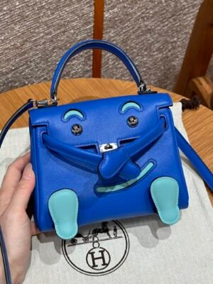 DDMode Hermes Kelly Doll 7T Blue electric Swift Leather Silver Hardware Handmade