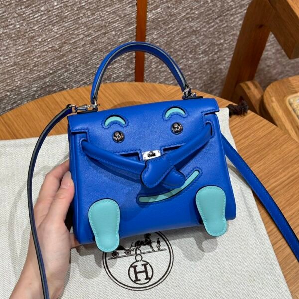 DDMode Hermes Kelly Doll 7T Blue electric Swift Leather Silver Hardware Handmade