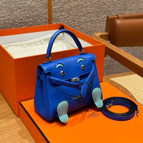 DDMode Hermes Kelly Doll 7T Blue electric Swift Leather Silver Hardware Handmade