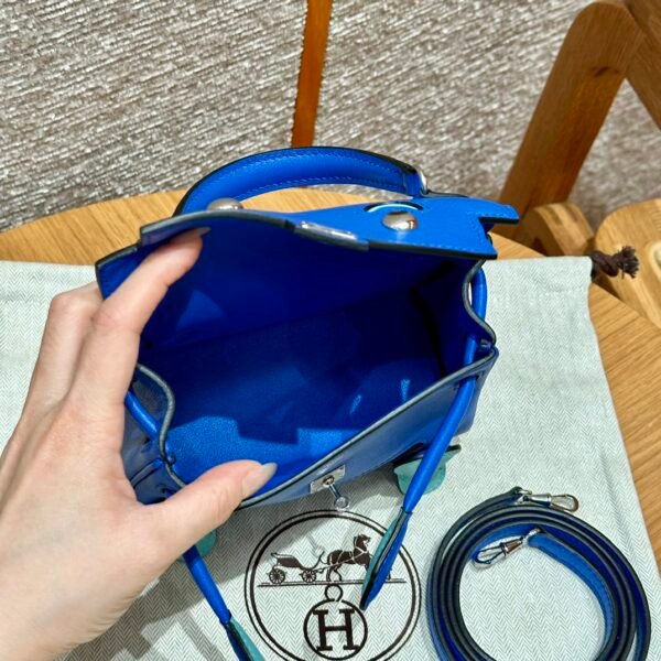 DDMode Hermes Kelly Doll 7T Blue electric Swift Leather Silver Hardware Handmade
