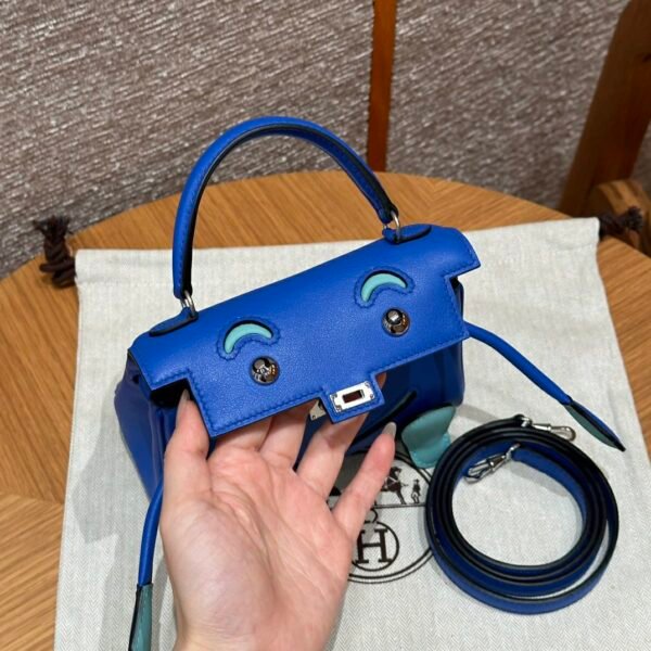 DDMode Hermes Kelly Doll 7T Blue electric Swift Leather Silver Hardware Handmade