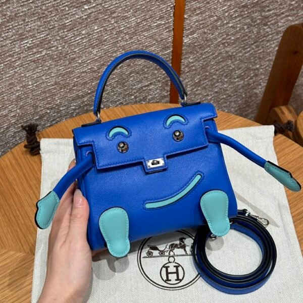 DDMode Hermes Kelly Doll 7T Blue electric Swift Leather Silver Hardware Handmade