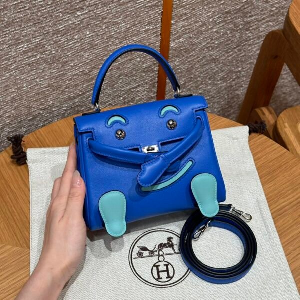 DDMode Hermes Kelly Doll 7T Blue electric Swift Leather Silver Hardware Handmade