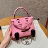 Full Handmade DDMode Kelly Doll 1Q Rose Co Nfetti Swift Leather Silver Hardware
