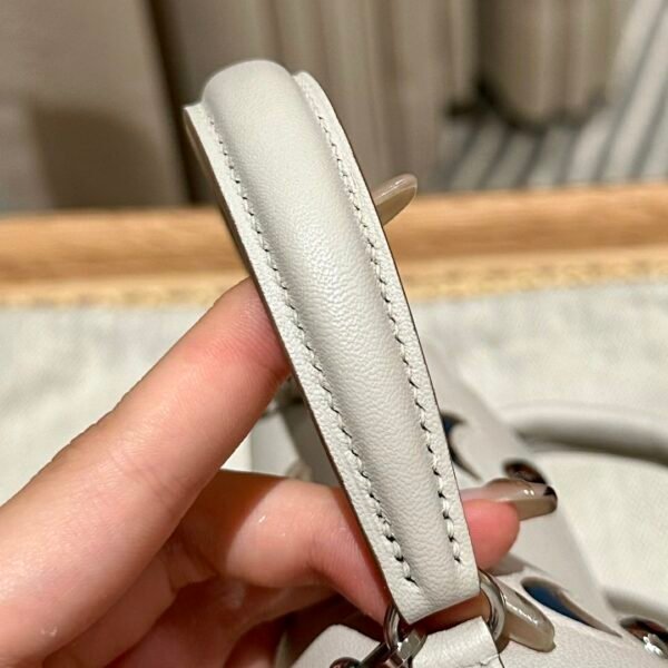 DDMode 80 Pearl Gray Swift Leather Full Handmade Kelly Doll Silver Hardware