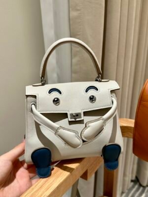 DDMode 80 Pearl Gray Swift Leather Full Handmade Kelly Doll Silver Hardware