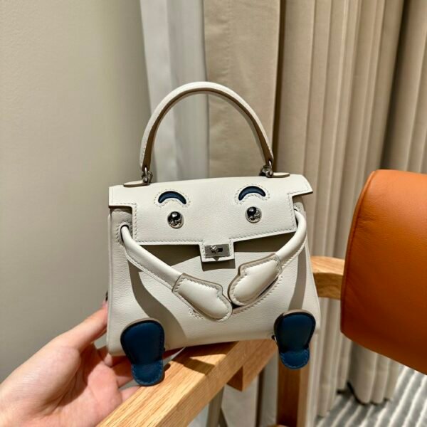 DDMode 80 Pearl Gray Swift Leather Full Handmade Kelly Doll Silver Hardware
