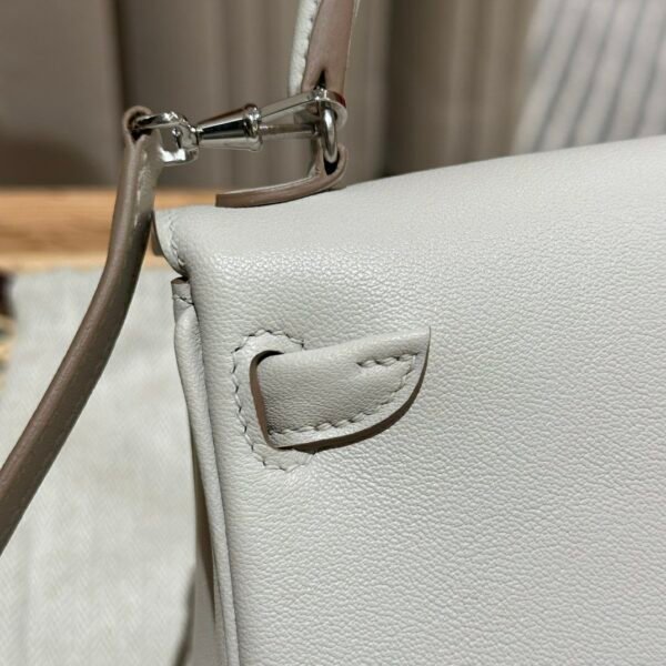 DDMode 80 Pearl Gray Swift Leather Full Handmade Kelly Doll Silver Hardware