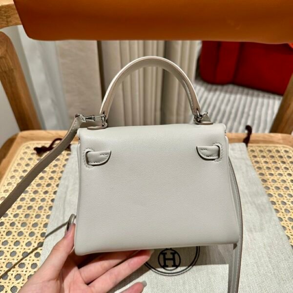 DDMode 80 Pearl Gray Swift Leather Full Handmade Kelly Doll Silver Hardware