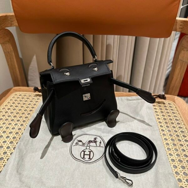 DDMode CK89 Black Swift Leather Full Handmade Kelly Doll Silver Hardware