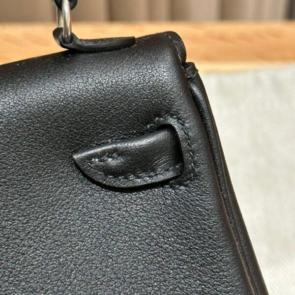 DDMode CK89 Black Swift Leather Full Handmade Kelly Doll Silver Hardware
