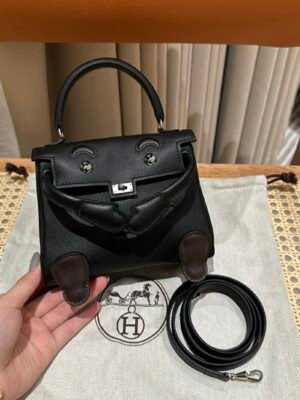 DDMode CK89 Black Swift Leather Full Handmade Kelly Doll Silver Hardware