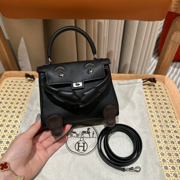 DDMode CK89 Black Swift Leather Full Handmade Kelly Doll Silver Hardware