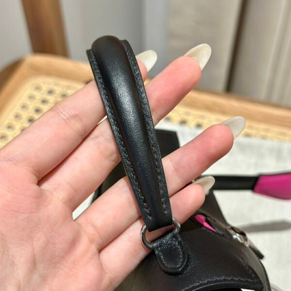 DDMode CK89 Noir Swift Leather Full Handmade Kelly Doll Silver Hardware