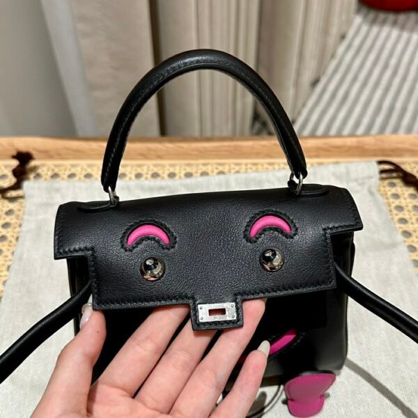 DDMode CK89 Noir Swift Leather Full Handmade Kelly Doll Silver Hardware
