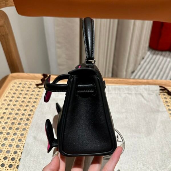 DDMode CK89 Noir Swift Leather Full Handmade Kelly Doll Silver Hardware