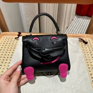 DDMode CK89 Noir Swift Leather Full Handmade Kelly Doll Silver Hardware