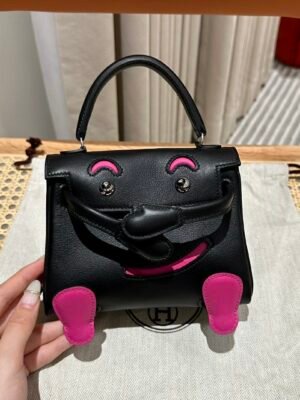 DDMode CK89 Noir Swift Leather Full Handmade Kelly Doll Silver Hardware