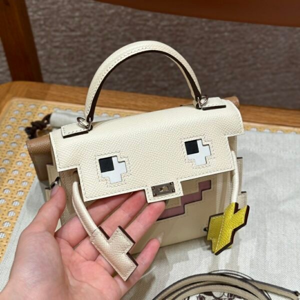 Hermes Kelly Doll Picto I2 Nata/0M Chai Epsom Leather Silver Hardware