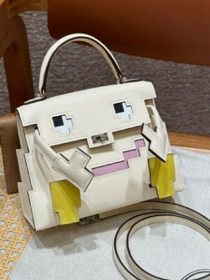 Hermes Kelly Doll Picto I2 Nata/0M Chai Epsom Leather Silver Hardware