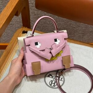 Hermes Kelly Doll Picto X9 Mauve Sylvestre/I2 Nata Epsom Leather Silver Hardware