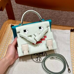 Hermes Kelly Doll Picto OZ Vert Fizz/7N Celeste Epsom Leather Silver Hardware