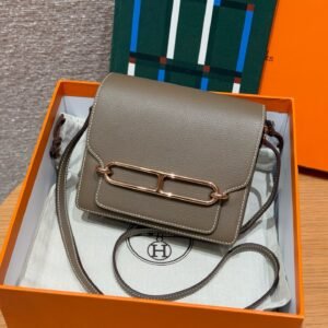 DDMode Hermes Roulis 18CM Evercolor Leather Rose Gold Hardware CK18 Etoupe