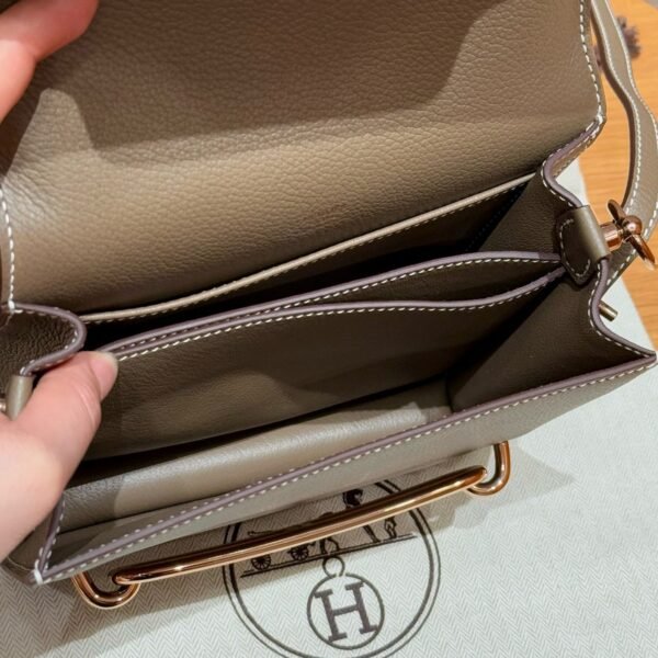 DDMode Hermes Roulis 18CM Evercolor Leather Rose Gold Hardware CK18 Etoupe