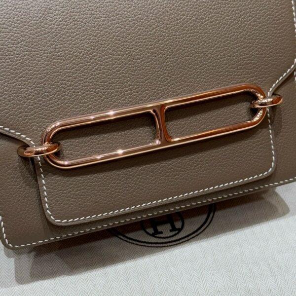 DDMode Hermes Roulis 18CM Evercolor Leather Rose Gold Hardware CK18 Etoupe