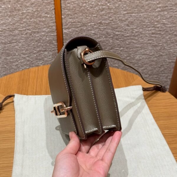 DDMode Hermes Roulis 18CM Evercolor Leather Rose Gold Hardware CK18 Etoupe