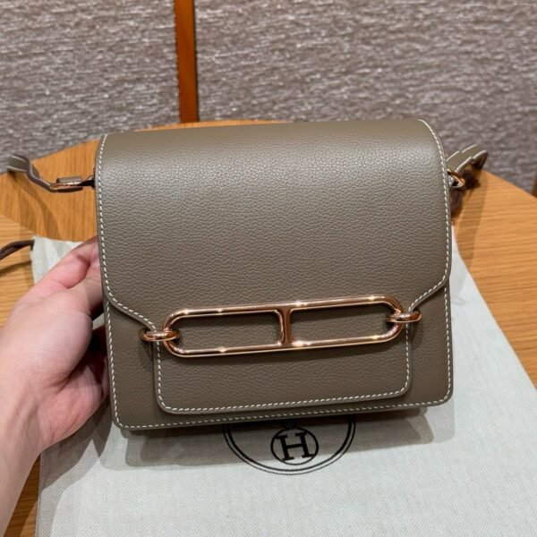 DDMode Hermes Roulis 18CM Evercolor Leather Rose Gold Hardware CK18 Etoupe