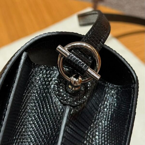 DDMode Roulis 18CM CK89 Noir Lizard Leather Silver Hardware Full Handmade