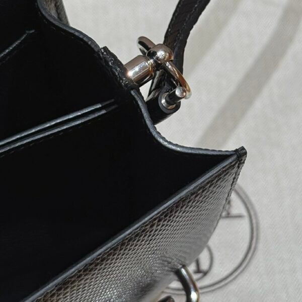 DDMode Roulis 18CM CK89 Noir Lizard Leather Silver Hardware Full Handmade