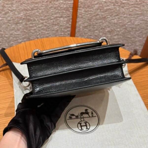 DDMode Roulis 18CM CK89 Noir Lizard Leather Silver Hardware Full Handmade
