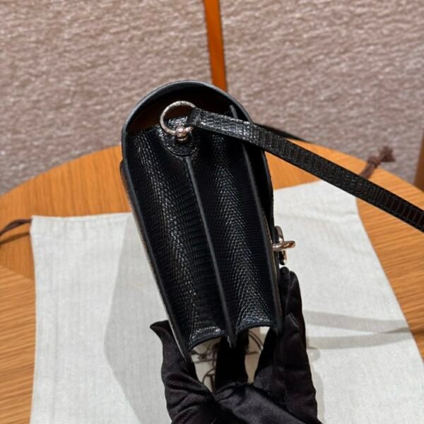 DDMode Roulis 18CM CK89 Noir Lizard Leather Silver Hardware Full Handmade
