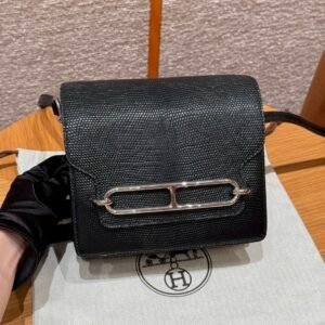 DDMode Roulis 18CM CK89 Noir Lizard Leather Silver Hardware Full Handmade