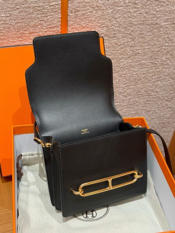DDMode Hermes Roulis 18CM Black Swift Leather Gold Hardware Full Handmade