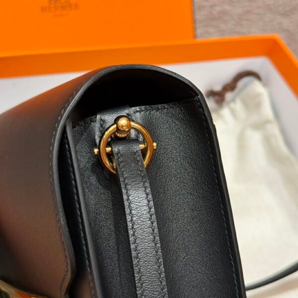 DDMode Hermes Roulis 18CM Black Swift Leather Gold Hardware Full Handmade