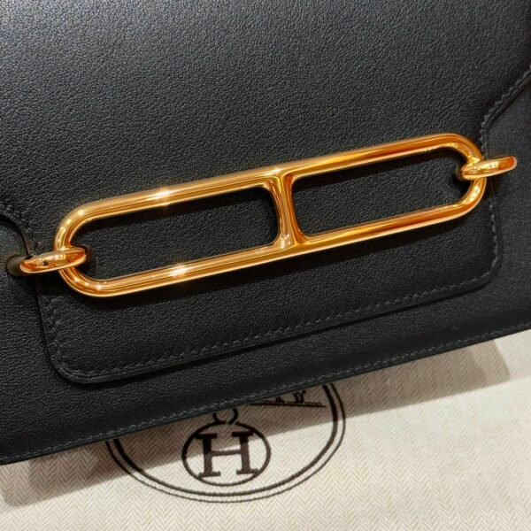 DDMode Hermes Roulis 18CM Black Swift Leather Gold Hardware Full Handmade