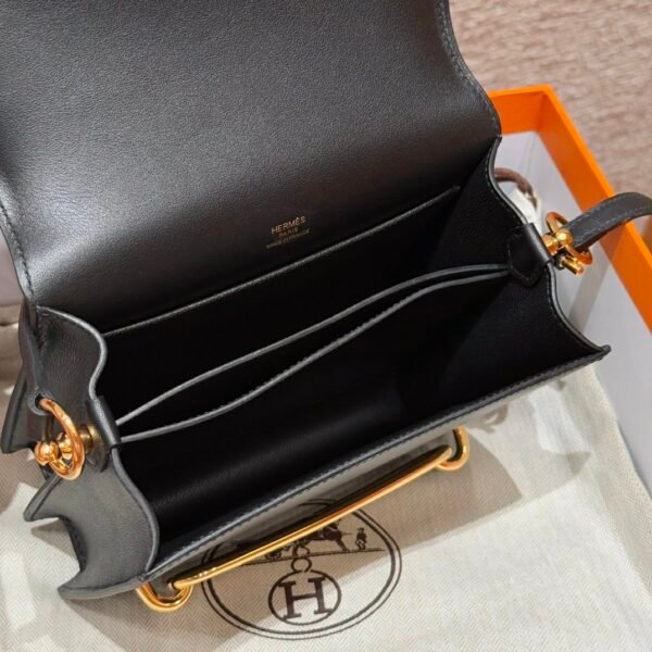 DDMode Hermes Roulis 18CM Black Swift Leather Gold Hardware Full Handmade