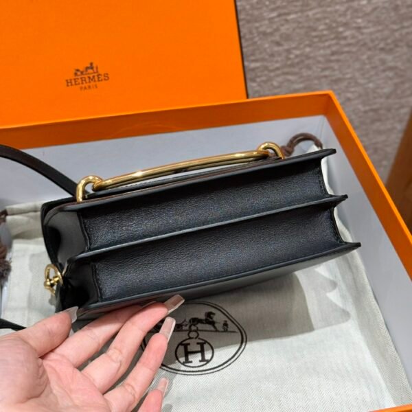 DDMode Hermes Roulis 18CM Black Swift Leather Gold Hardware Full Handmade