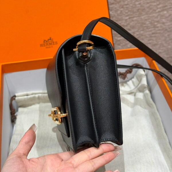 DDMode Hermes Roulis 18CM Black Swift Leather Gold Hardware Full Handmade