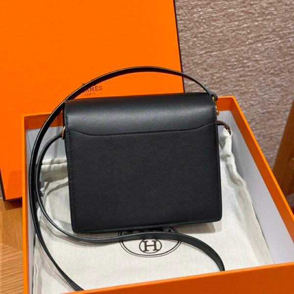 DDMode Hermes Roulis 18CM Black Swift Leather Gold Hardware Full Handmade